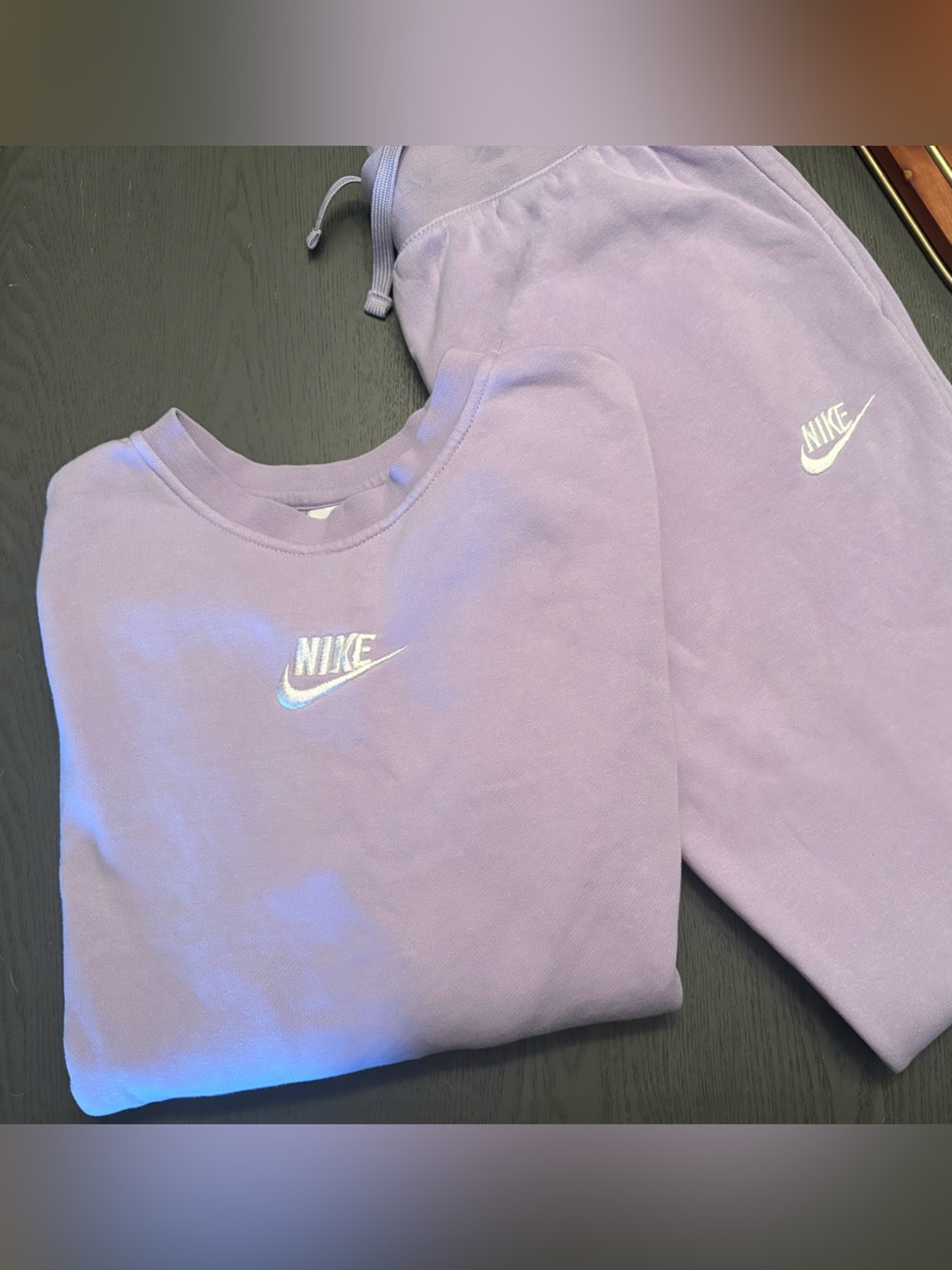 Nike Kids Lavender Pullover Sweatsuit with White Swoosh